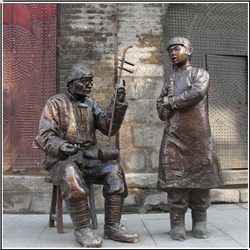 古代拉二胡人物銅雕塑 古代拉二胡人物銅雕塑