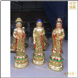 鑄銅關(guān)公 貼真金西方三圣坐銅像