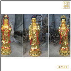 鑄銅關(guān)公 貼金銅雕西方三圣佛像廠