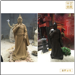 古代將軍摸胡子銅雕塑 古代將軍摸胡子銅雕塑