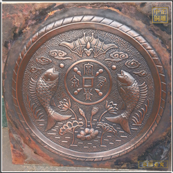 鑄銅關(guān)公 圓形鯉魚銅浮雕