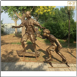 鑄銅關(guān)公 小孩滑滑車人物銅雕塑