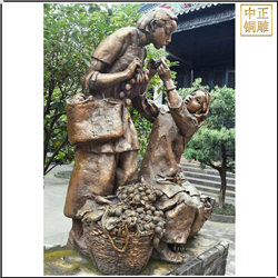 鑄銅關(guān)公 婦女賣荔枝人物雕塑