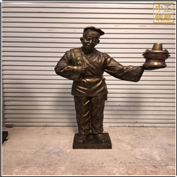 鑄銅關(guān)公 門(mén)口迎賓人物銅雕塑鑄造