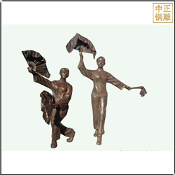 鑄銅關(guān)公 扭秧歌人物銅雕塑