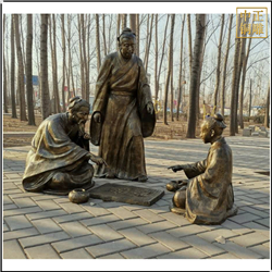 鑄銅關公 街頭下象棋人物銅雕塑