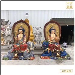 鑄銅關公 鑄銅文殊普賢佛像