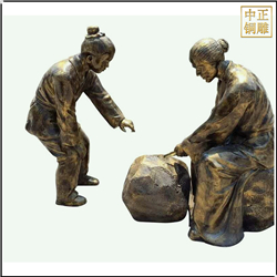 鑄銅關公 定制鐵杵磨成針寓言人物雕塑