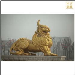 鑄銅關公 純黃銅獬豸雕塑定制價格